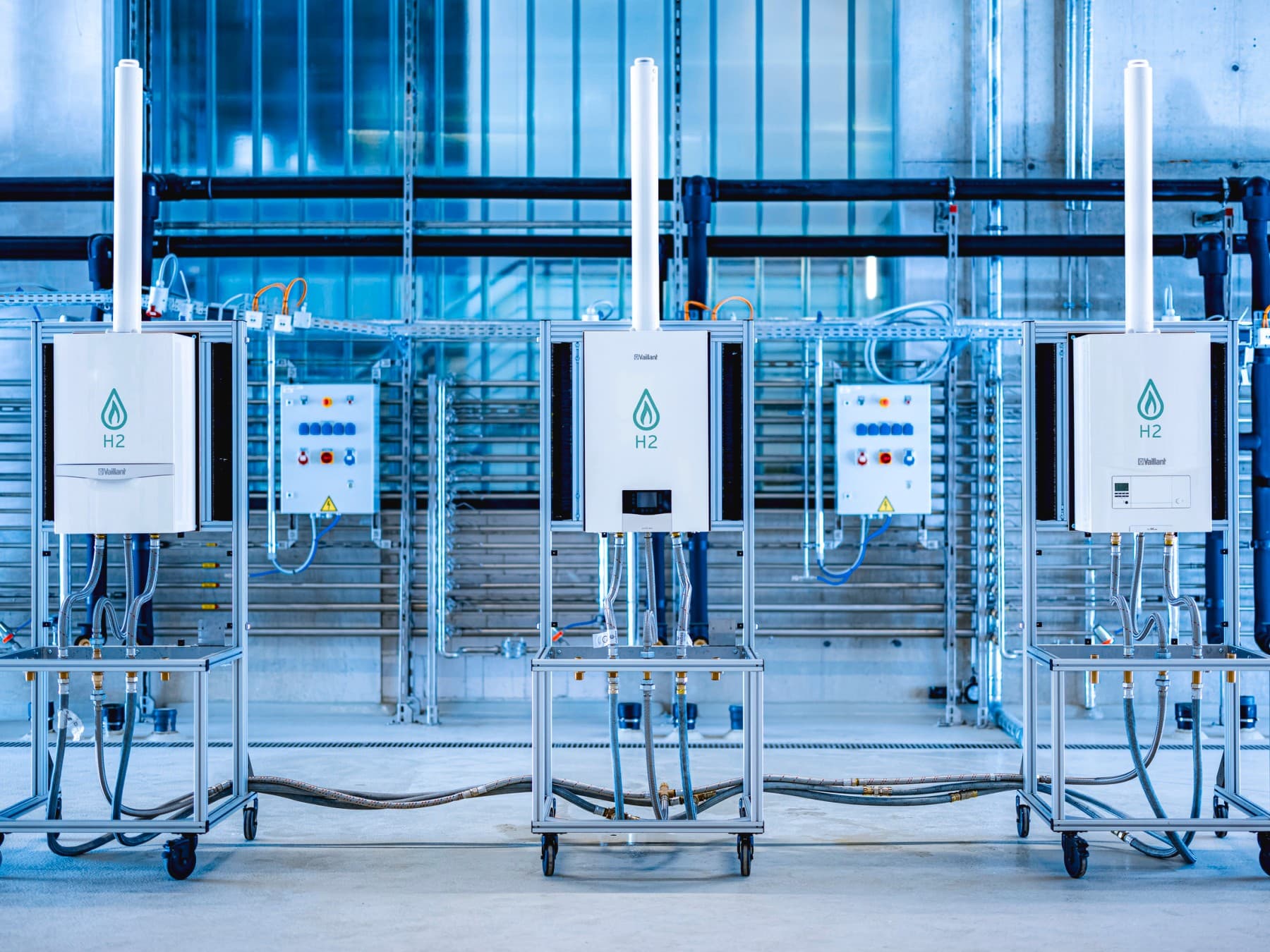 Caldaie Vaillant predisposte per l'idrogeno in un laboratorio di prova