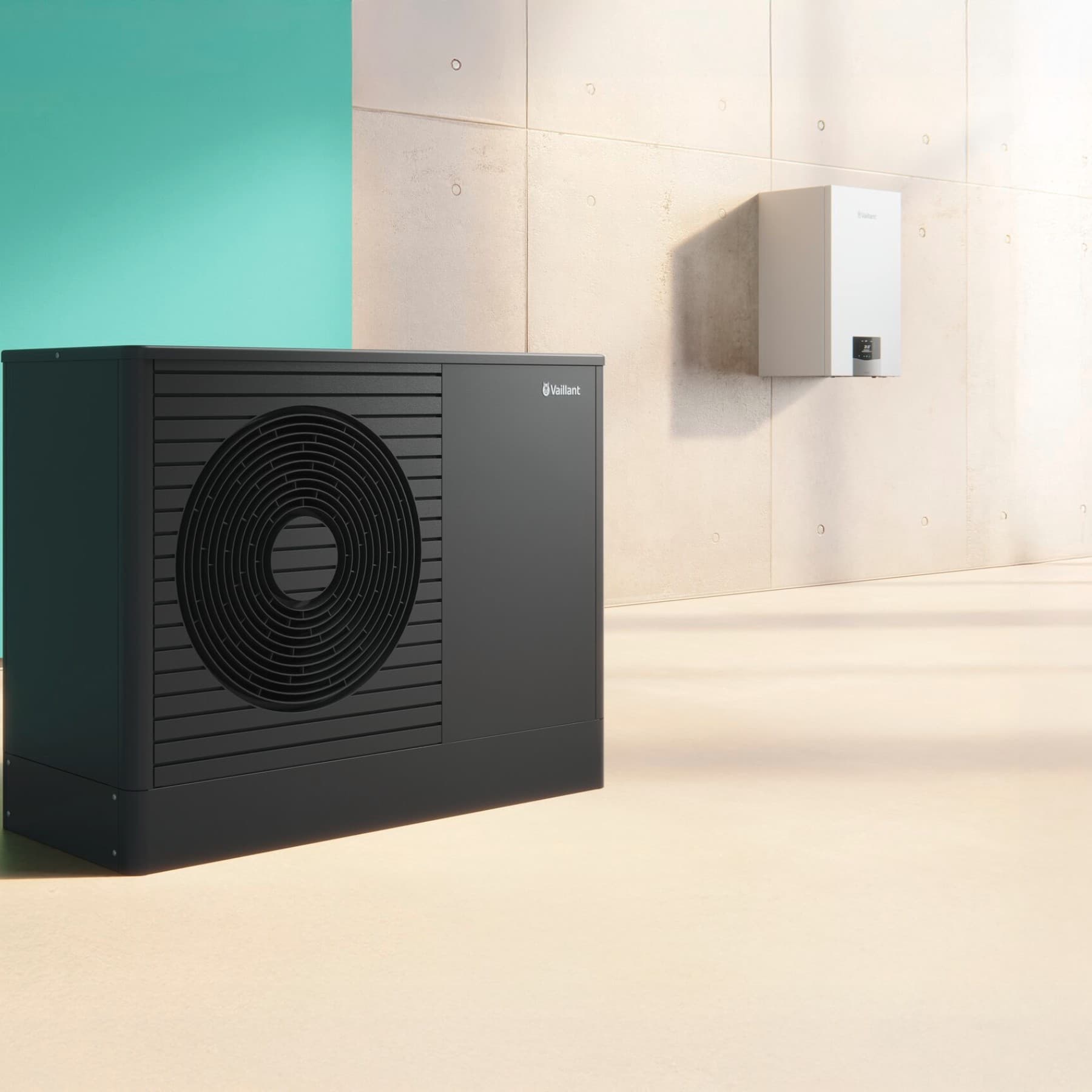 Pompa di calore aroTHERM plus con caldaia ecoTEC plus di Vaillant.