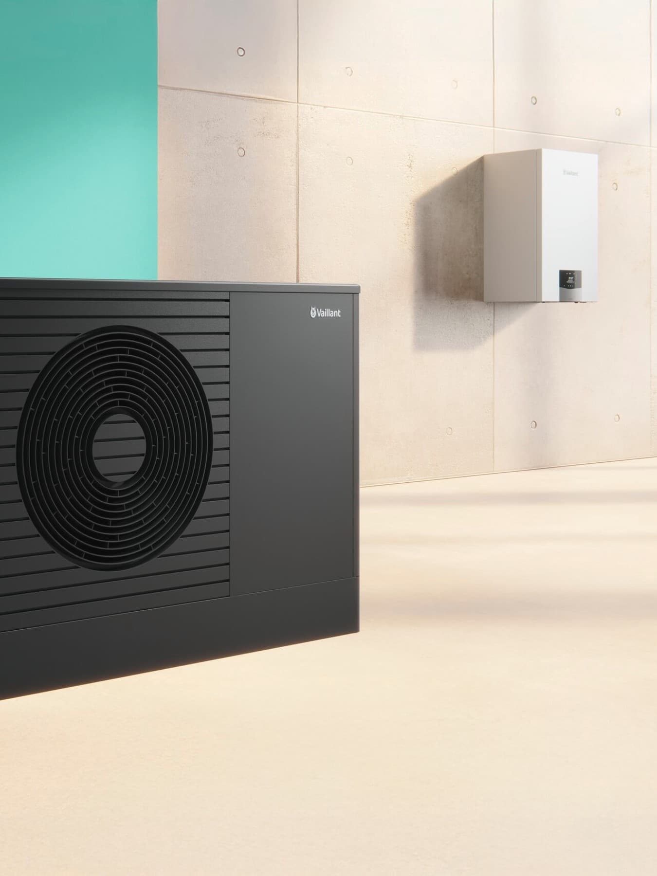 Pompa di calore aroTHERM plus con caldaia ecoTEC plus di Vaillant.