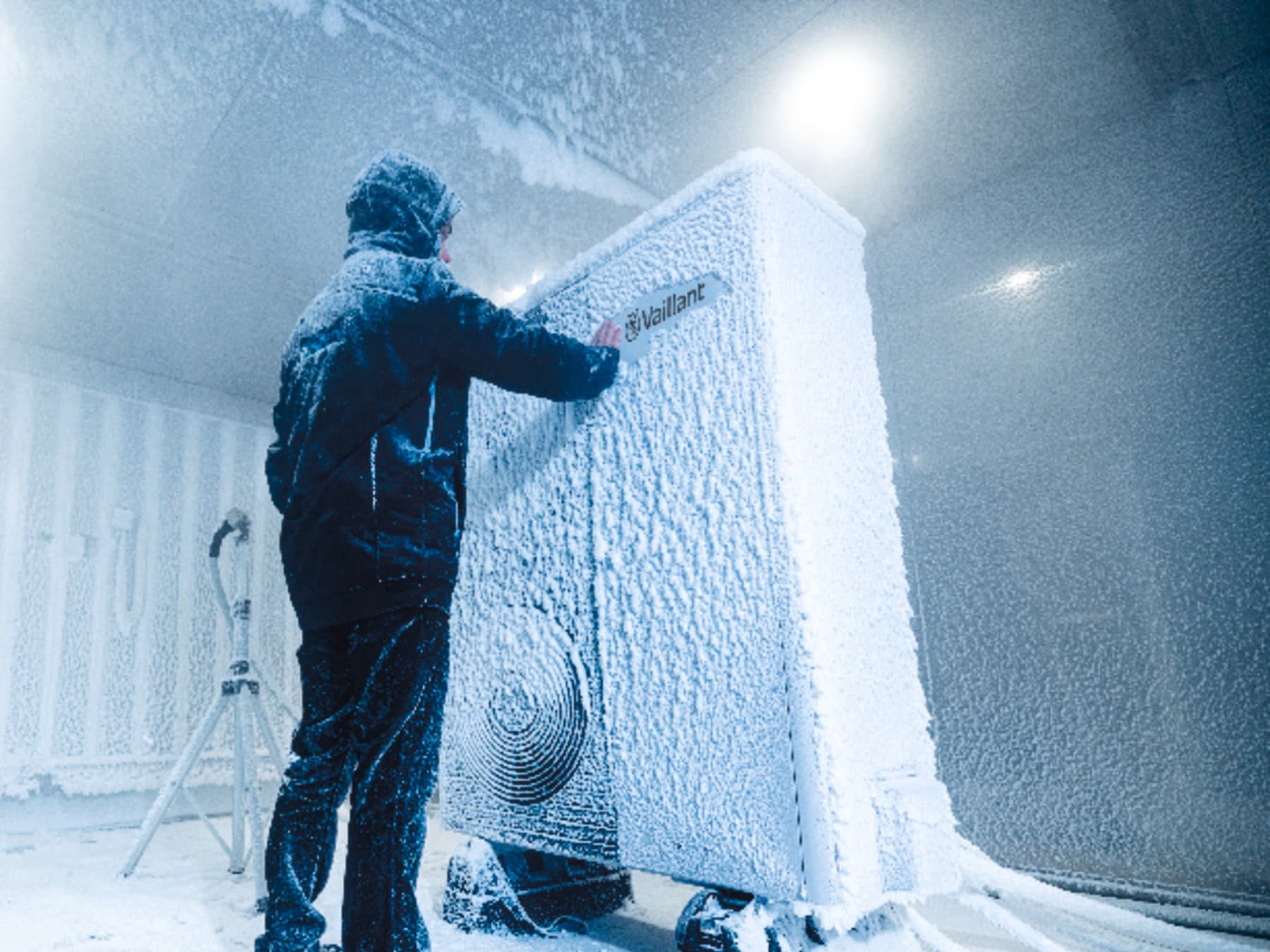 Una pompa di calore sottoposta a test in condizioni di freddo estremo.