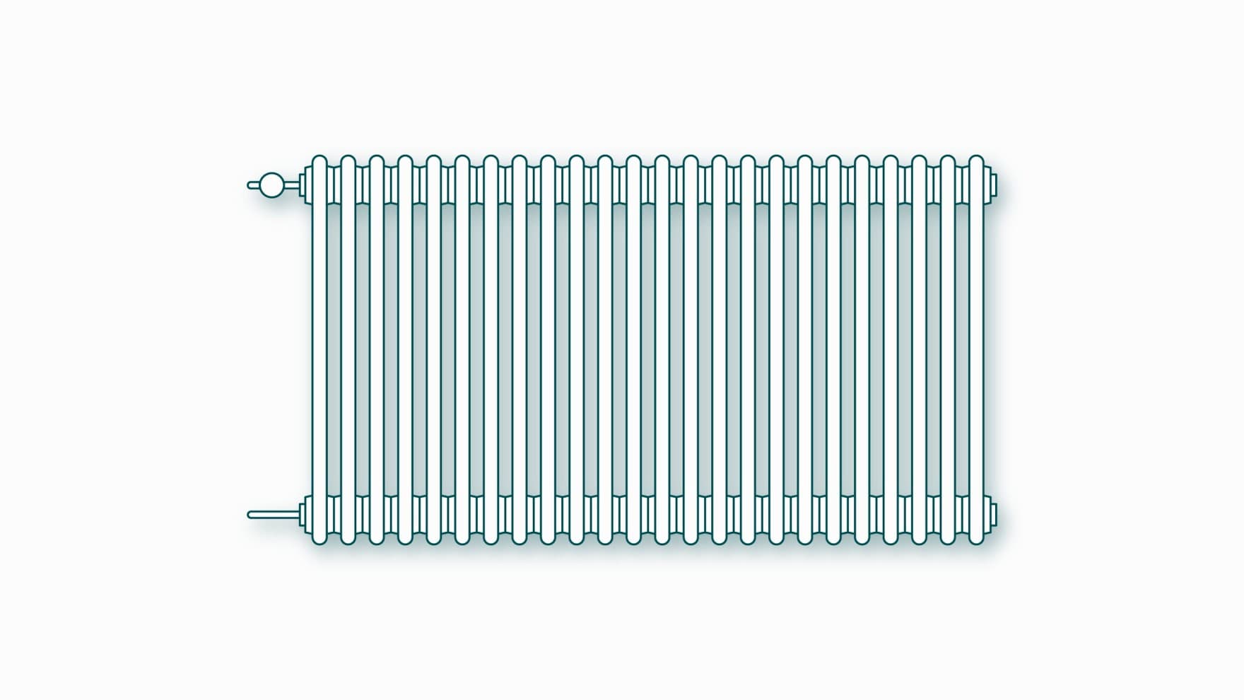 Illustrazione di un termosifone in ghisa, acciaio o alluminio.