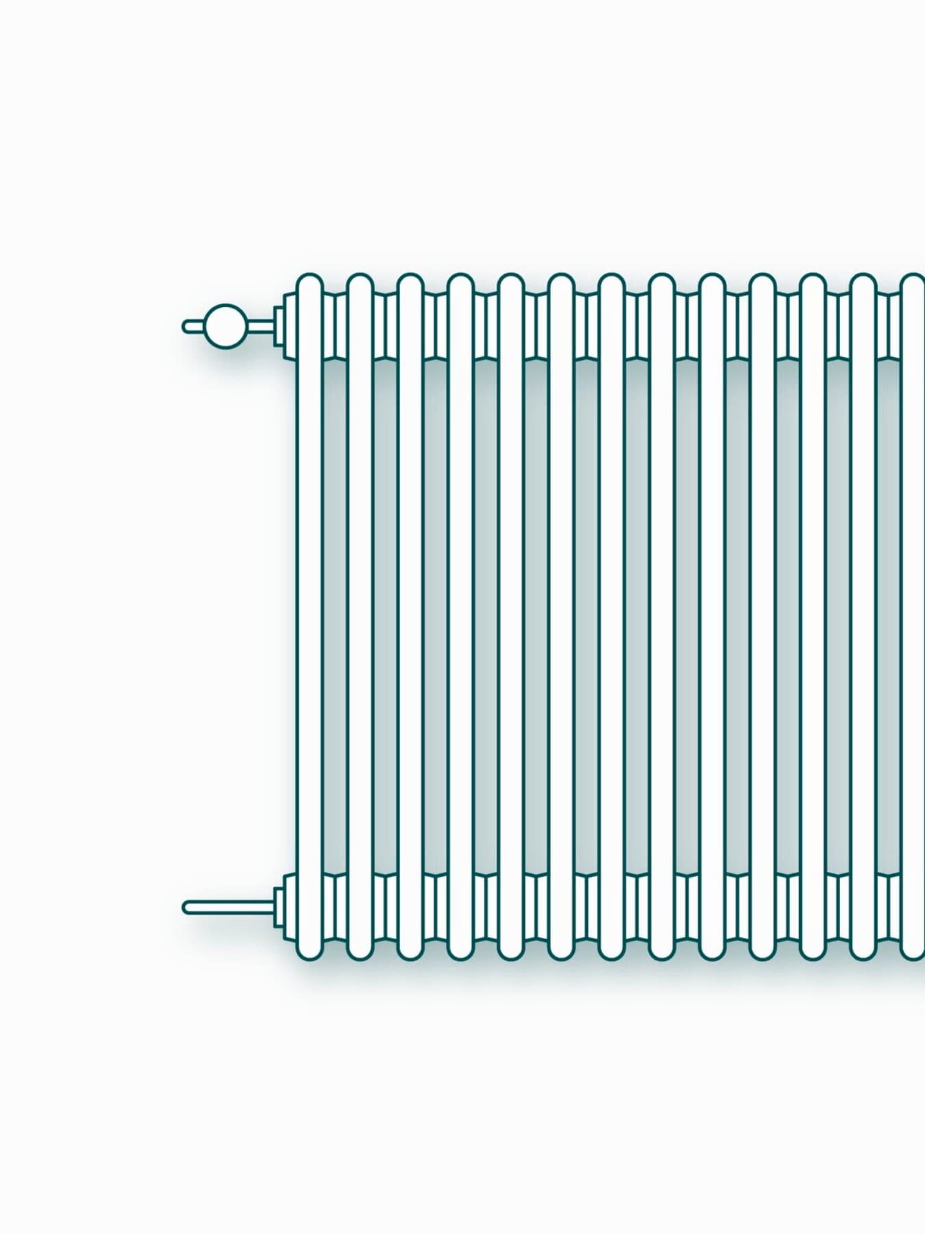Illustrazione di un termosifone in ghisa, acciaio o alluminio.